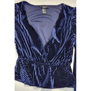 Velvet Forever 21 Romantic Holiday Glam Deep Blue Long Sleeved Small Coquette